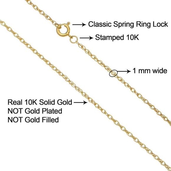 NEW SOLID 10K GOLD ROPE CHAIN 1MM - Picture 6 of 8